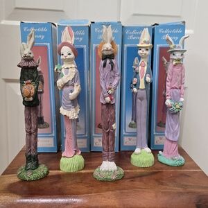 Windsor Collection Collectible Bunny Figurines Set- 5 Pieces